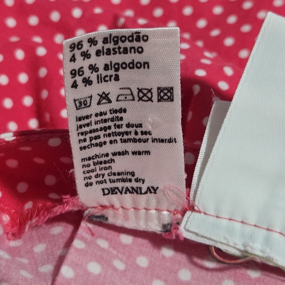 Lacoste Pink Polka Dot A Line Cotton Stretch Midi Swing Skirt Size 44 US 14 - Picture 4 of 7